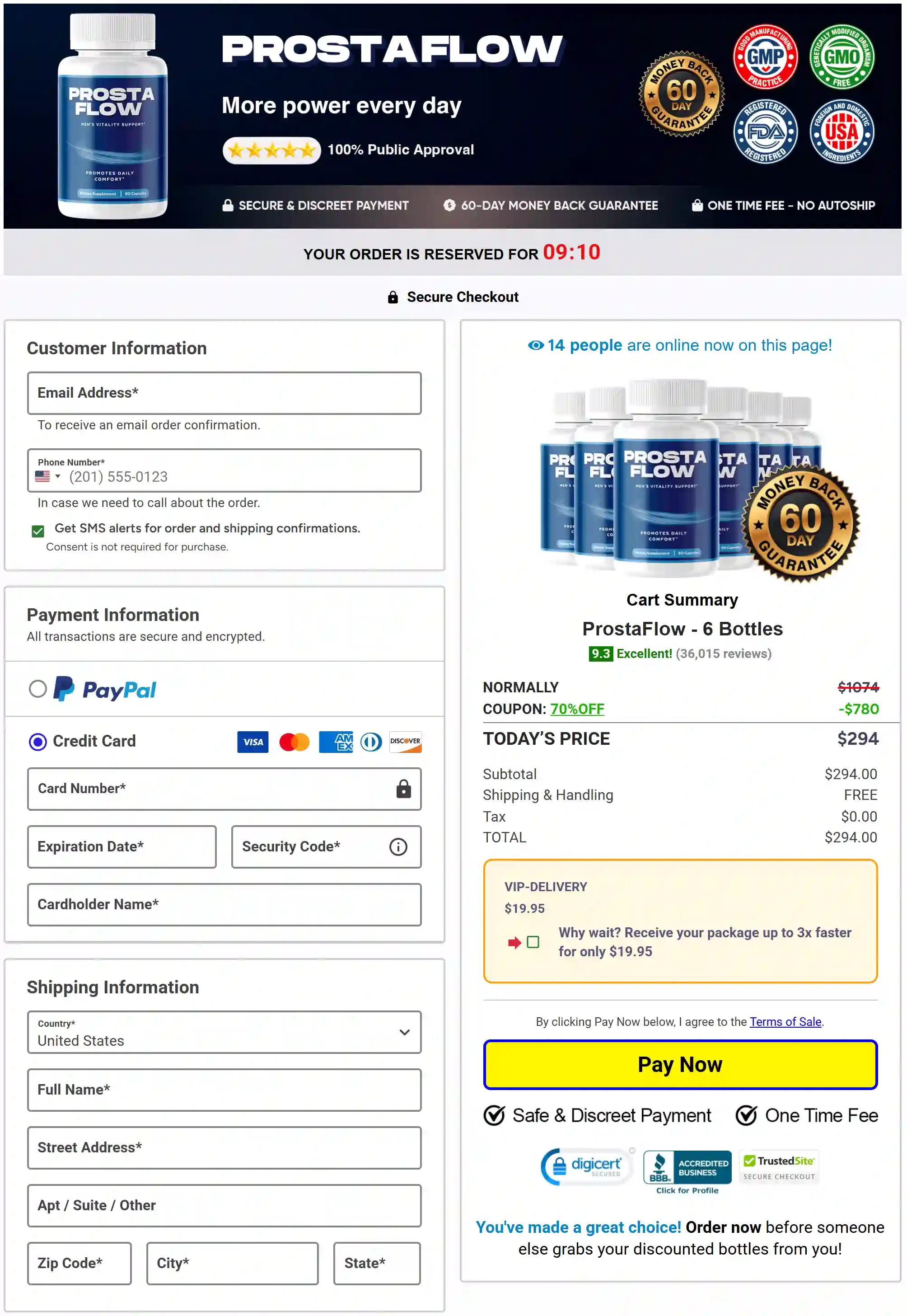 secure Prostaflow checkout